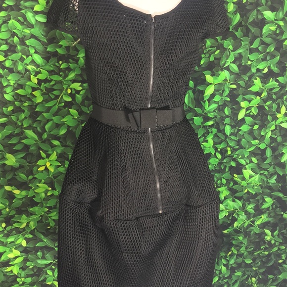 Net Black Mini Cocktail Dress Short Sleeve - Picture 6 of 6